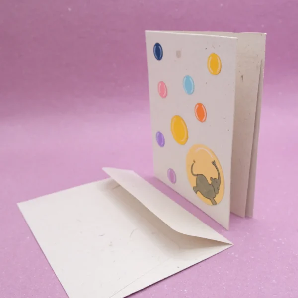 Biglietto di auguri Bolle in carta di cacca di elefante 12x16 cm