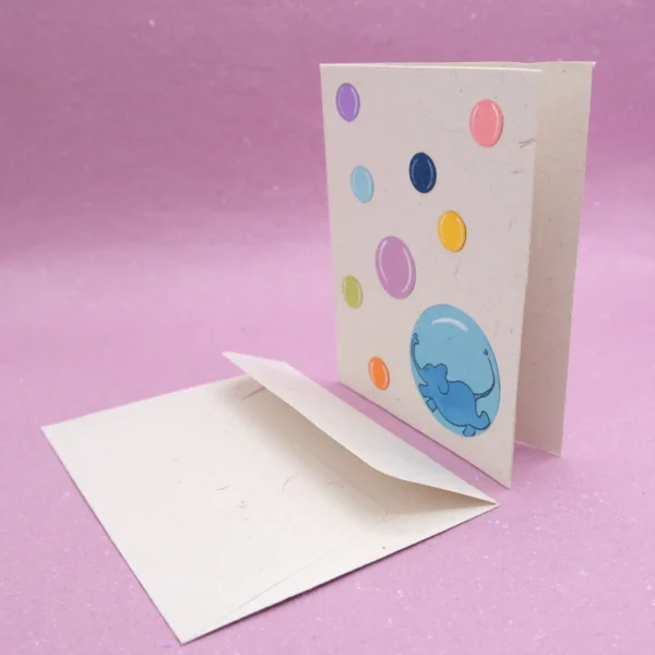 Biglietto di auguri Bolle in carta di cacca di elefante 12x16 cm