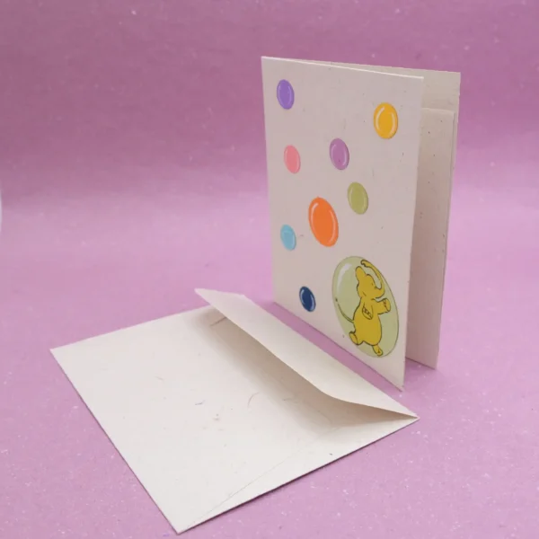 Biglietto di auguri Bolle in carta di cacca di elefante 12x16 cm