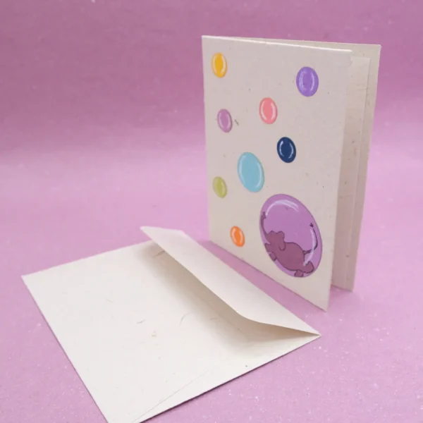 Biglietto di auguri Bolle in carta di cacca di elefante 12x16 cm