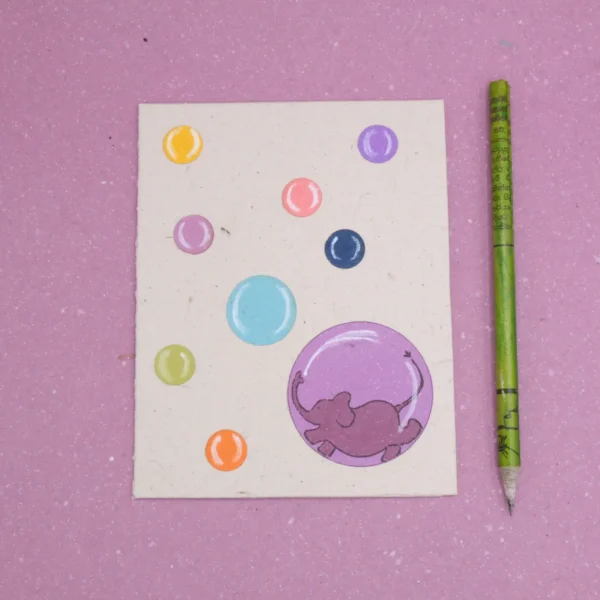 Biglietto di auguri Bolle in carta di cacca di elefante 12x16 cm