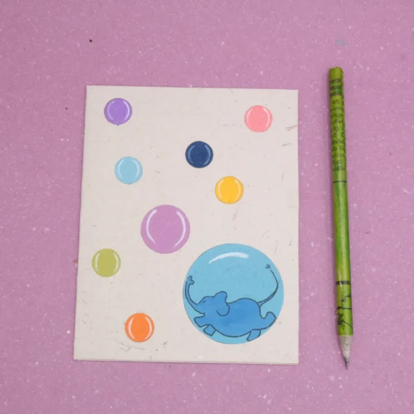 Biglietto di auguri Bolle in carta di cacca di elefante 12x16 cm