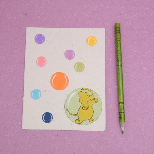 Biglietto di auguri Bolle in carta di cacca di elefante 12x16 cm