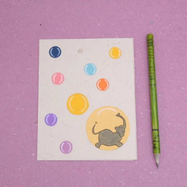 Biglietto di auguri Bolle in carta di cacca di elefante 12x16 cm