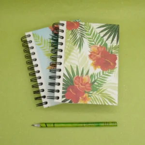 Quaderno medio in carta di cacca di elefante, linea tropicale, misure 12x15,5 cm. cod. VAMNBTROP