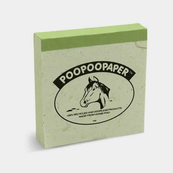 Blocco per appunti con fogli in cacca di cavallo con grafiche CLASSIC, SMILE, RECYCLE misure 10x10x3