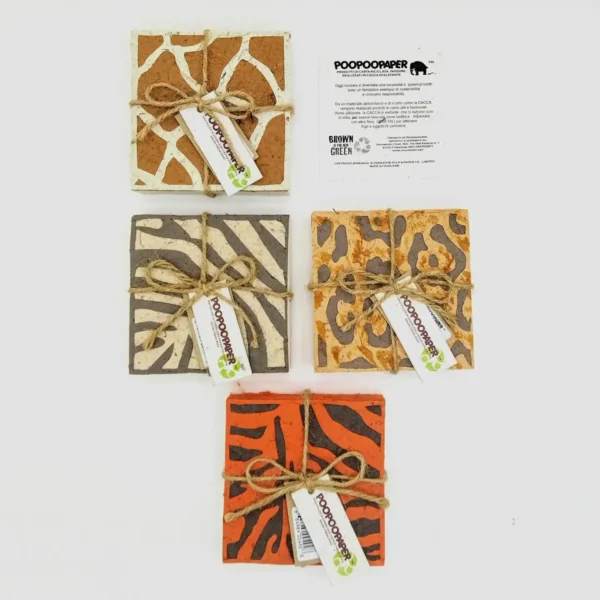 Blocco per appunti con fogli in cacca di elefante linea ANIMALIER misure 10x10x3 cm
