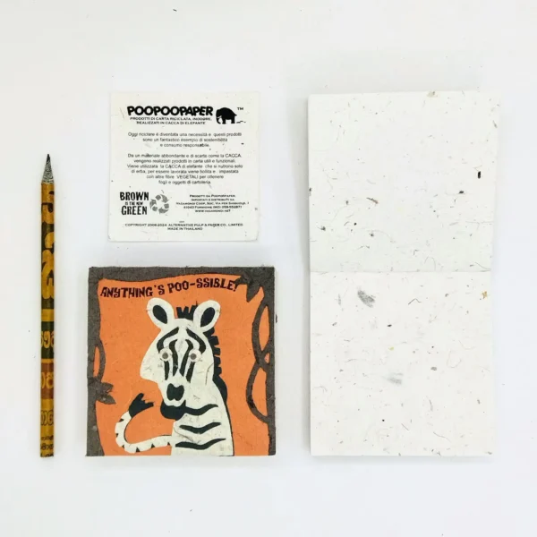 Blocco per appunti con fogli in cacca di elefante linea ANIMAL FACE misure 10x10x3 cm