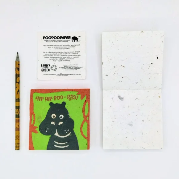 Blocco per appunti con fogli in cacca di elefante linea ANIMAL FACE misure 10x10x3 cm