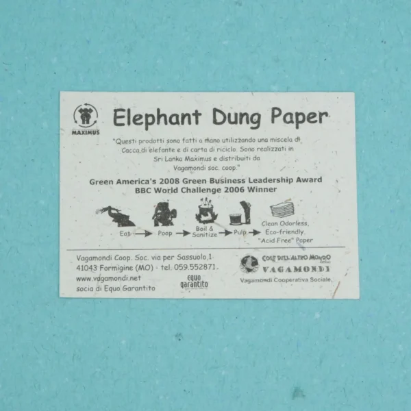 Elephant Dung Paper Carta in cacca di elefante del progetto Maximus Sri-Lanka