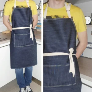 Grembiule con tasca in jeans