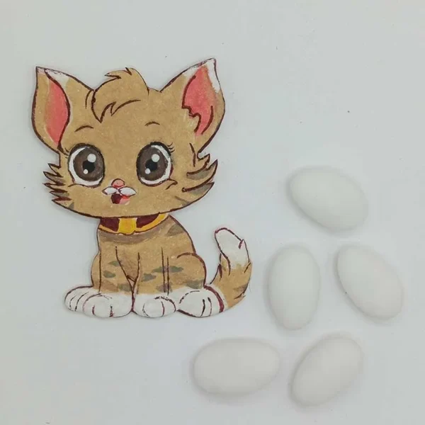Magnete gatto con carta in cacca di elefante 6x9 cm