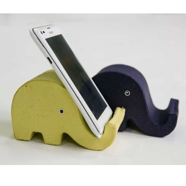 Porta cellulare da tavolo in carta di cacca di elefante