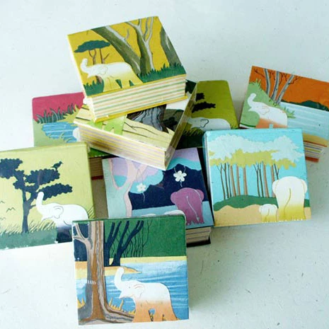 Cubo block notes da scrivania in carta di cacca di elefante colori e grafiche assortite