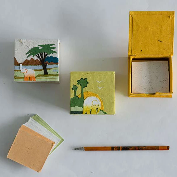 Cubo da scrivania in carta di cacca di elefante