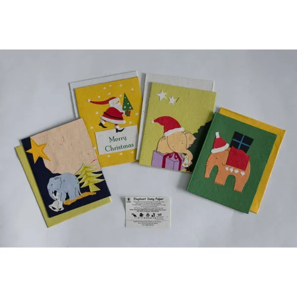 Biglietto di auguri natalizi in carta di cacca di elefante