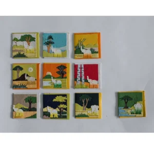 Biglietto piccolo 6x6 disegni e colori assortiti in carta di cacca di elefante 10 pezzi