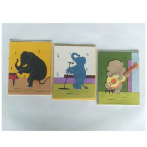 Biglietto di auguri a tema Musicale in carta di cacca di elefante